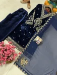 NEW ARRIVAL VELEVET SEQUENCE & ZARI EMBROIDERY WORK TOP BOTTOM WITH DUPATTA FESTIVE WEAR WHOLESALE PRICE ETHNIC GARMENT (7)