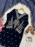 NEW ARRIVAL VELEVET SEQUENCE & ZARI EMBROIDERY WORK TOP BOTTOM WITH DUPATTA FESTIVE WEAR WHOLESALE PRICE ETHNIC GARMENT (7)
