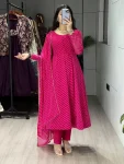 NEW ARRIVAL WEIGHTLESS LEHERIYA PRINTED WITH POTLI PATTERN WORK GOWN BOTTOM WITH DUPATTA FESTIVE WEAR WHOLESALE PRICE ETHNIC GARMENT (3)