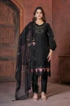 RICH LOOK ROMAN BORING EMBROIDERY WITH SEQUENCE & HEAVY HAND WORK TOP BOTTOM WITH DUPATTA BLACK