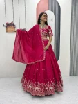 RICH LOOK VICHITRA SILK EMBROIDERY THREAD & SEQUENCE WORK LEHENGA CHOLI WITH DUPATTA RANI