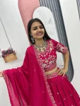 RICH LOOK VICHITRA SILK EMBROIDERY THREAD & SEQUENCE WORK LEHENGA CHOLI WITH DUPATTA WEDDING WEAR WHOLESALE PRICE ETHNIC GARMENT (4)