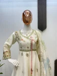TRADITIONAL CHINON SEQUENCE EMBROIDERY WORK ANARKALI GOWN PALAZZO WITH DUPATTA FESTIVE WEAR WHOLESALE PRICE ETHNIC GARMENT (6)