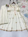TRADITIONAL CHINON SEQUENCE EMBROIDERY WORK ANARKALI GOWN PALAZZO WITH DUPATTA FESTIVE WEAR WHOLESALE PRICE ETHNIC GARMENT (6)
