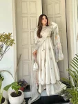 TRADITIONAL CHINON SEQUENCE EMBROIDERY WORK ANARKALI GOWN PALAZZO WITH DUPATTA FESTIVE WEAR WHOLESALE PRICE ETHNIC GARMENT (6)