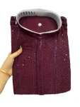 TRADITIONAL RAYON EMBROIDERY SEQUENCE WORK MEN'S KURTA PAYJAMA MAROON