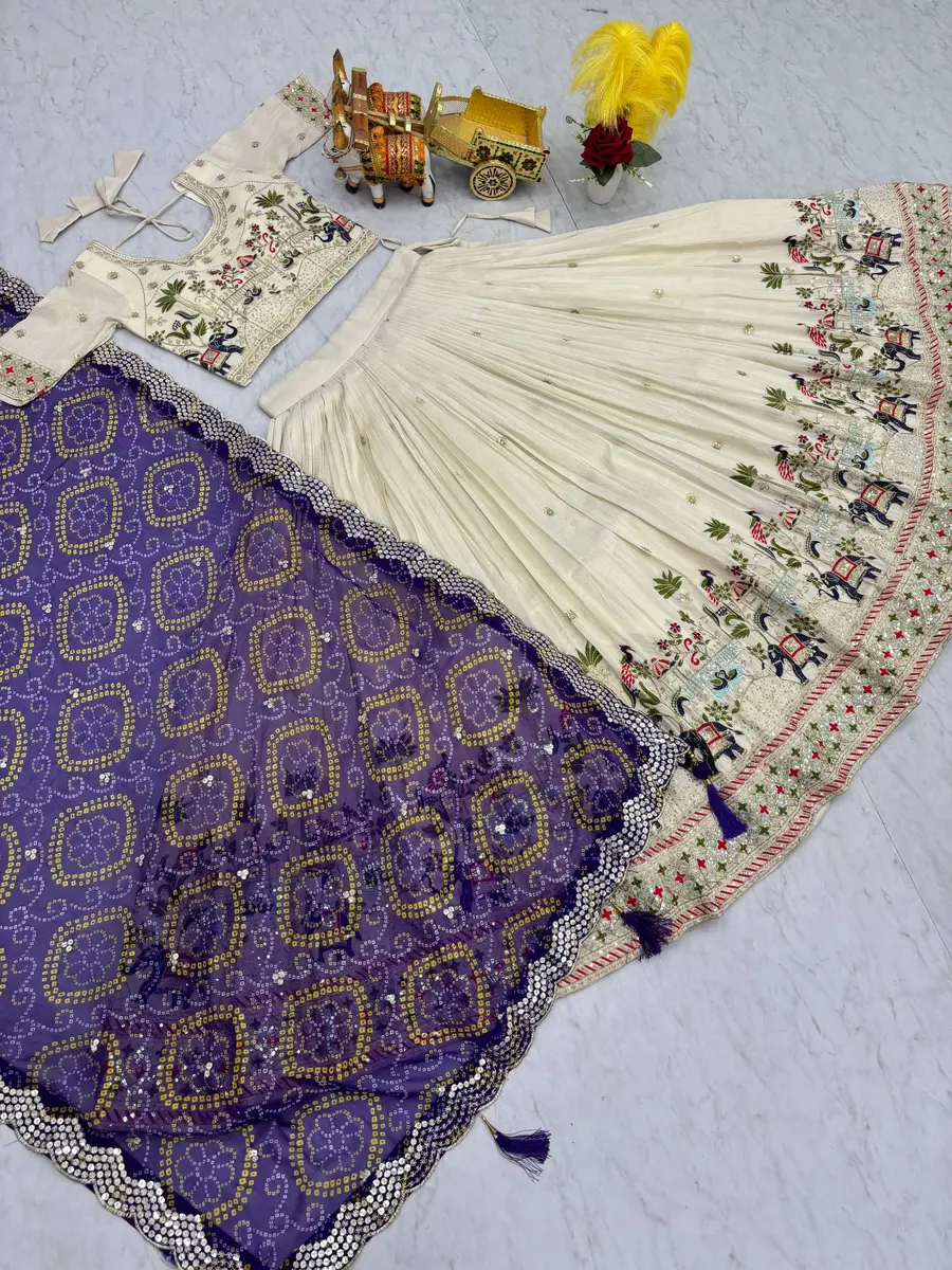 TRADITIONAL TISSUE SILK EMBROIDERY THREAD SEQUENCE WORK LEHENGA CHOLI WITH DUPATTA WEDDING WEAR WHOLESALE PRICE ETHNIC GARMENT (1)