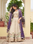 TRADITIONAL TISSUE SILK EMBROIDERY THREAD SEQUENCE WORK LEHENGA CHOLI WITH DUPATTA PURPLE