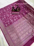 TRENDING LICHI SILK BANARASI WEAVING WORK SAREE WITH UNSTITCHED BLOUSE FESTIVE WEAR WHOLESALE PRICE ETHNIC GARMENT (2)