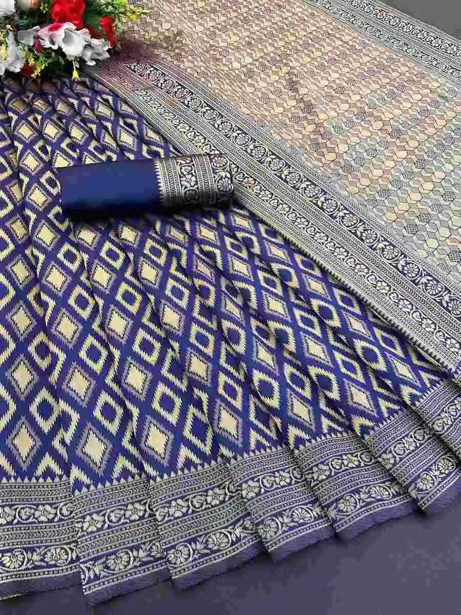 TRENDING LICHI SILK BANARASI WEAVING WORK SAREE WITH UNSTITCHED BLOUSE FESTIVE WEAR WHOLESALE PRICE ETHNIC GARMENT (11)