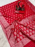 TRENDING LICHI SILK BANARASI WEAVING WORK SAREE WITH UNSTITCHED BLOUSE FESTIVE WEAR WHOLESALE PRICE ETHNIC GARMENT (5)