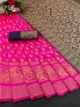 TRENDING LICHI SILK BANARASI WEAVING WORK SAREE WITH UNSTITCHED BLOUSE RANI