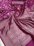 TRENDING LICHI SILK BANARASI WEAVING WORK SAREE WITH UNSTITCHED BLOUSE FESTIVE WEAR WHOLESALE PRICE ETHNIC GARMENT (2)