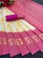 TRENDING LICHI SILK BANARASI WEAVING WORK SAREE WITH UNSTITCHED BLOUSE WEDDING WEAR WHOLESALE PRICE ETHNIC GARMENT (2)