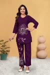 TRENDING RAYON MULTI EMBROIDERY THREAD WORK WITH HAND WORK CO-ORD SET WINE