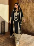TRENDING SILK EMBROIDERY TOP PALAZZO WITH DUPATTA BLACK