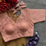 DESIGNER GEORGETTE SEQUENCE WORK STITCHED BLOUSE PEACH
