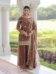 DESIGNER FENDY SEQUENCE EMBROIDERY WORK TOP PALAZZO WITH DUPATTA CHIKU