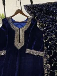 1ATTRACTIVE VELVET SEQUENCE EMBROIDERY WORK TOP BOTTOM WITH DUPATTA FESTIVE WEAR WHOLESALE PRICE ETHNIC GARMENT (1)