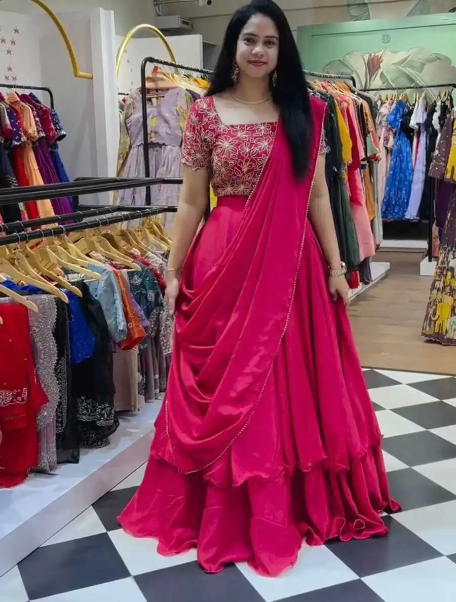 1DESIGNER CHINON SEQUENCE EMBROIDERY WORK LEHENGA CHOLI WITH DUPATTA WEDDING WEAR WHOLESALE PRICE ETHNIC GARMENT (14)