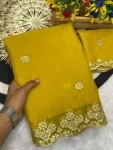 1DESIGNER GEORGETTE FLORAL DESIGN ZARI EMBROIDERY BORDER WITH STONE WORK AND ZARI BUTTI WORK SAREE WITH UNSTITCHED BLOUSE WEDDING WEAR WHOLESALE PRICE ETHNIC GARMENT (22).jpg.webp