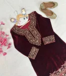 1DESIGNER VELVET ZARI EMBROIDERY WORK TOP BOTTOM SET FESTIVE WEAR WHOLESALE PRICE ETHNIC GARMENT (13)
