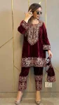 1DESIGNER VELVET ZARI EMBROIDERY WORK TOP BOTTOM SET FESTIVE WEAR WHOLESALE PRICE ETHNIC GARMENT (13)