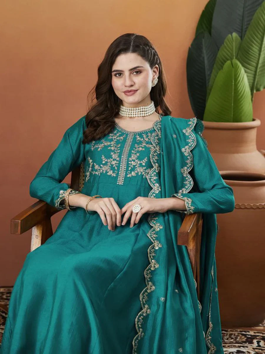 1DESIGNER VHICHITRA SILK SEQUENCE CODING EMBROIDERY WORK TOP BOTTOM WITH DUPATTA FESTIVE WEAR WHOLESALE PRICE ETHNIC GARMENT (10)