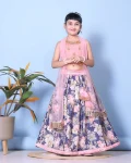 FANCY BANGLORI DIGITAL FLOWER PRINT WITH LACE BORDER WORK KID'S LEHENGA CHOLI WITH DUPATTA BLUE