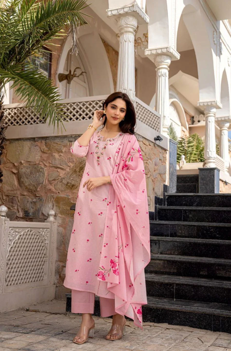 1FANCY CHANDERI JACQUARD BUTTI WITH HEAVY SEQUENCE EMBROIDERY WORK TOP BOTTOM WITH DUPATTA OFFIVE WEAR WHOLESALE PRICE ETHNIC GARMENT (13)