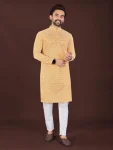 1FANCY COTTON BLEND HANDCRAFTED LUCKHNAWI CHIKANKARI WORK MEN’S KURTA PAYJAMA WEDDING WEAR WHOLESALE PRICE ETHNIC GARMENT (7)