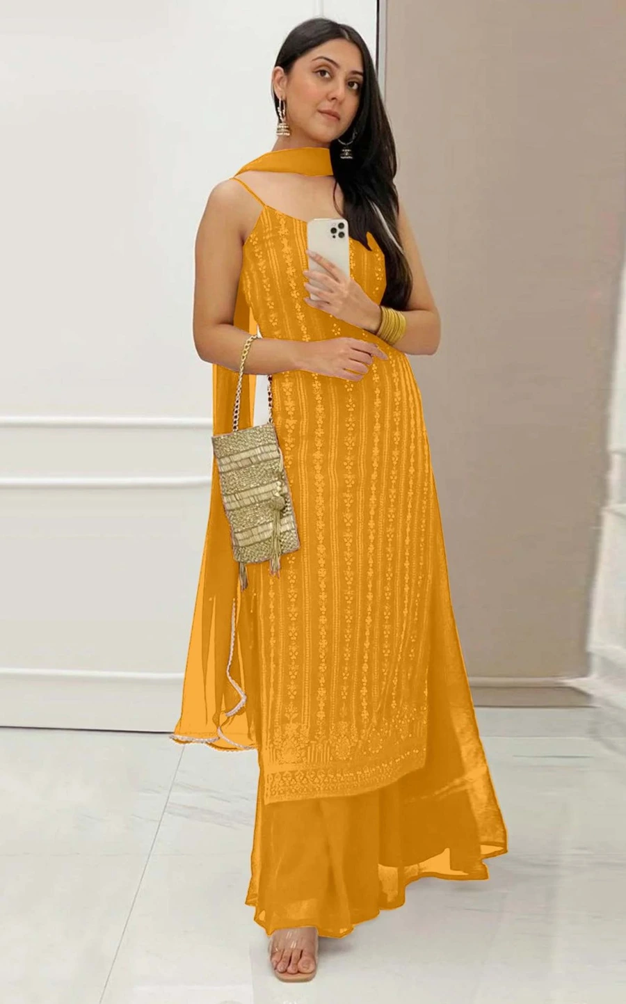 1FANCY GEORGETTE EMBROIDERY SEQUENCE WORK TOP PALAZZO WITH DUPATTA FESTIVE WEAR WHOLESALE PRICE ETHNIC GARMENT (14)