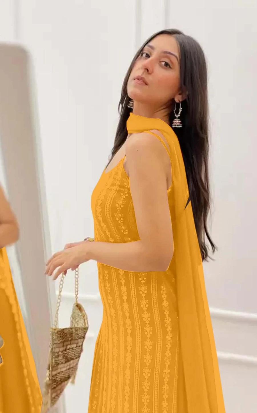 1FANCY GEORGETTE EMBROIDERY SEQUENCE WORK TOP PALAZZO WITH DUPATTA FESTIVE WEAR WHOLESALE PRICE ETHNIC GARMENT (16)