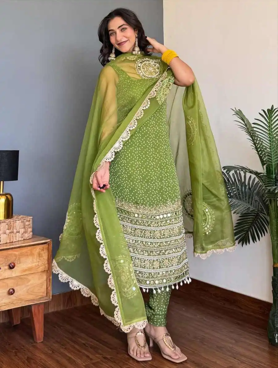 1FANCY GEORGETTE PEARL MOTI & REAL MIRROR HAND WORK WITH EMBROIDERY WORK TOP BOTTOM WITH DUPATTA PARTY WEAR WHOLESALE PRICE ETHNIC GARMENT (13)