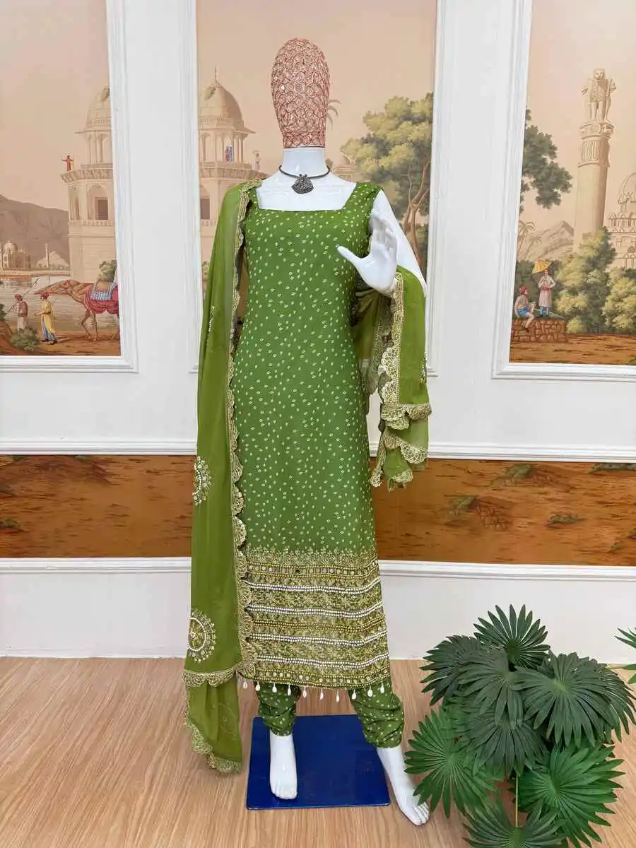 1FANCY GEORGETTE PEARL MOTI & REAL MIRROR HAND WORK WITH EMBROIDERY WORK TOP BOTTOM WITH DUPATTA PARTY WEAR WHOLESALE PRICE ETHNIC GARMENT (14)