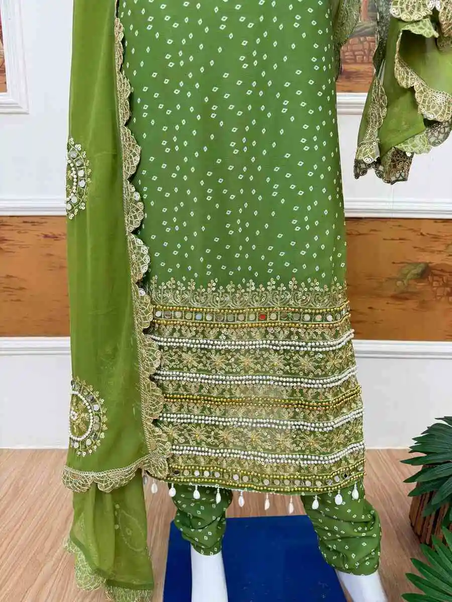 1FANCY GEORGETTE PEARL MOTI & REAL MIRROR HAND WORK WITH EMBROIDERY WORK TOP BOTTOM WITH DUPATTA PARTY WEAR WHOLESALE PRICE ETHNIC GARMENT (15)