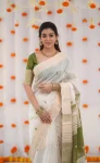 1FANCY LINEN COTTON WEAVING WORK SAREE WITH UNSTITCHED BLOUSE FESTIVE WEAR WHOLESALE PRICE ETHNIC GARMENT (25)