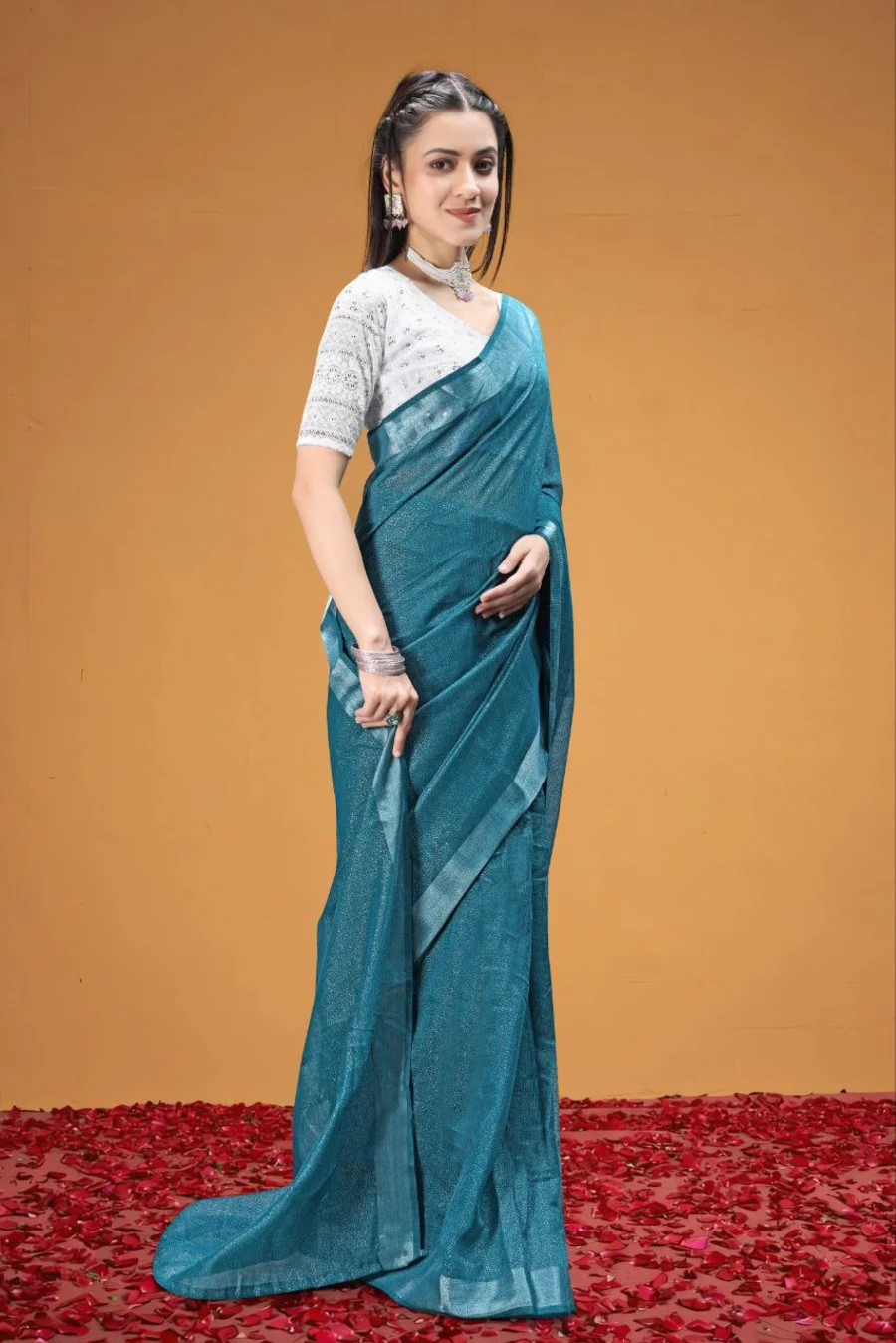 1FANCY TISSUE SILK WEAVING WORK SAREE WITH UNSTITCHED BLOUSE FESTIVE WEAR WHOLESALE PRICE ETHNIC GARMENT (18)