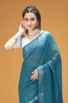 1FANCY TISSUE SILK WEAVING WORK SAREE WITH UNSTITCHED BLOUSE FESTIVE WEAR WHOLESALE PRICE ETHNIC GARMENT (20)