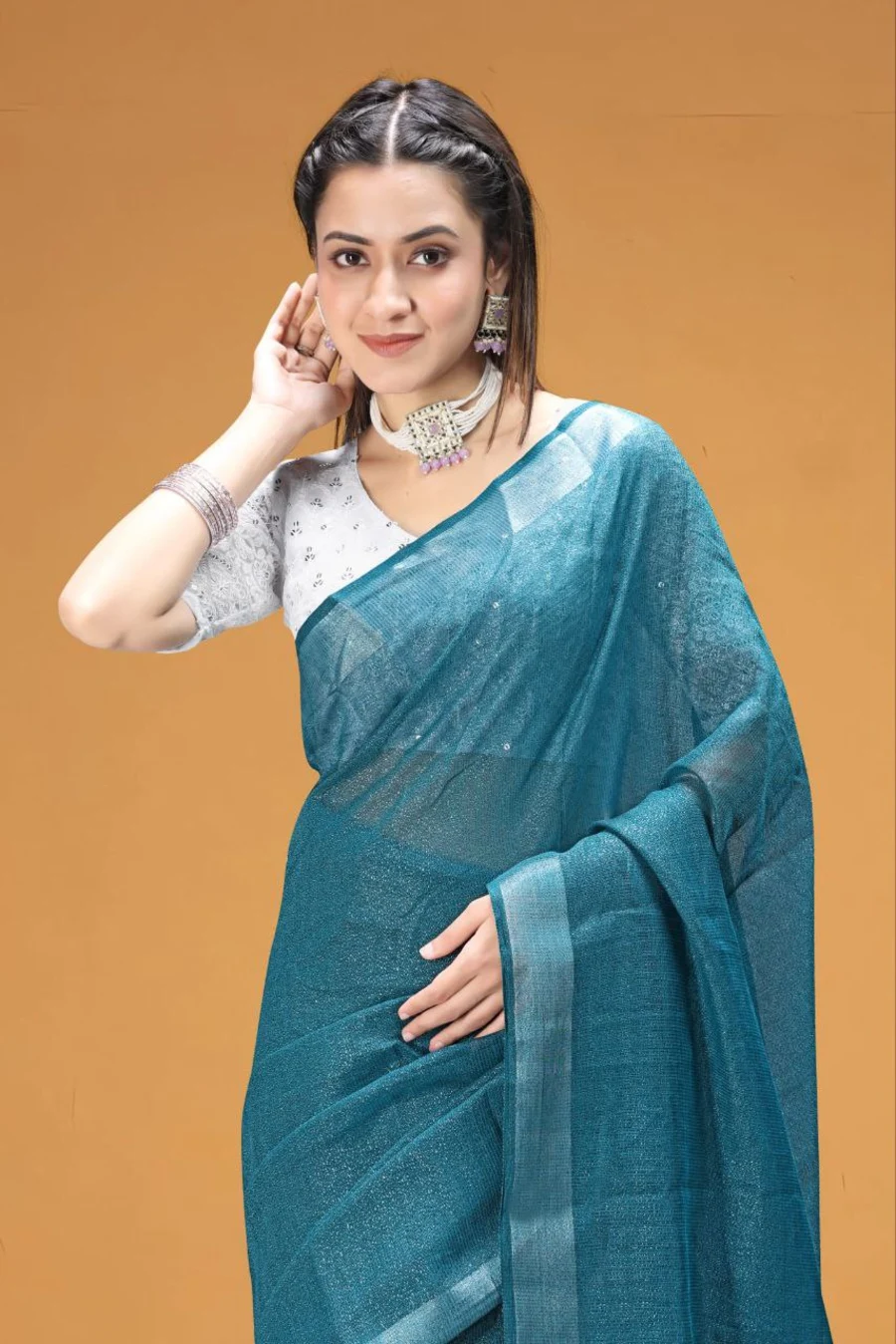 1FANCY TISSUE SILK WEAVING WORK SAREE WITH UNSTITCHED BLOUSE FESTIVE WEAR WHOLESALE PRICE ETHNIC GARMENT (19)