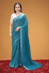 FANCY TISSUE SILK WEAVING WORK SAREE WITH UNSTITCHED BLOUSE RAMA