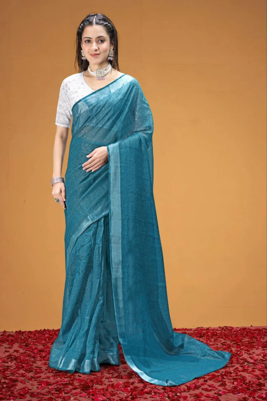1FANCY TISSUE SILK WEAVING WORK SAREE WITH UNSTITCHED BLOUSE FESTIVE WEAR WHOLESALE PRICE ETHNIC GARMENT (20)