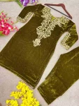 1FANCY VELVET EMBROIDERY SEQUENCE WORK TOP BOTTOM SET FESTIVE WEAR WHOLESALE PRICE ETHNIC GARMENT (12)