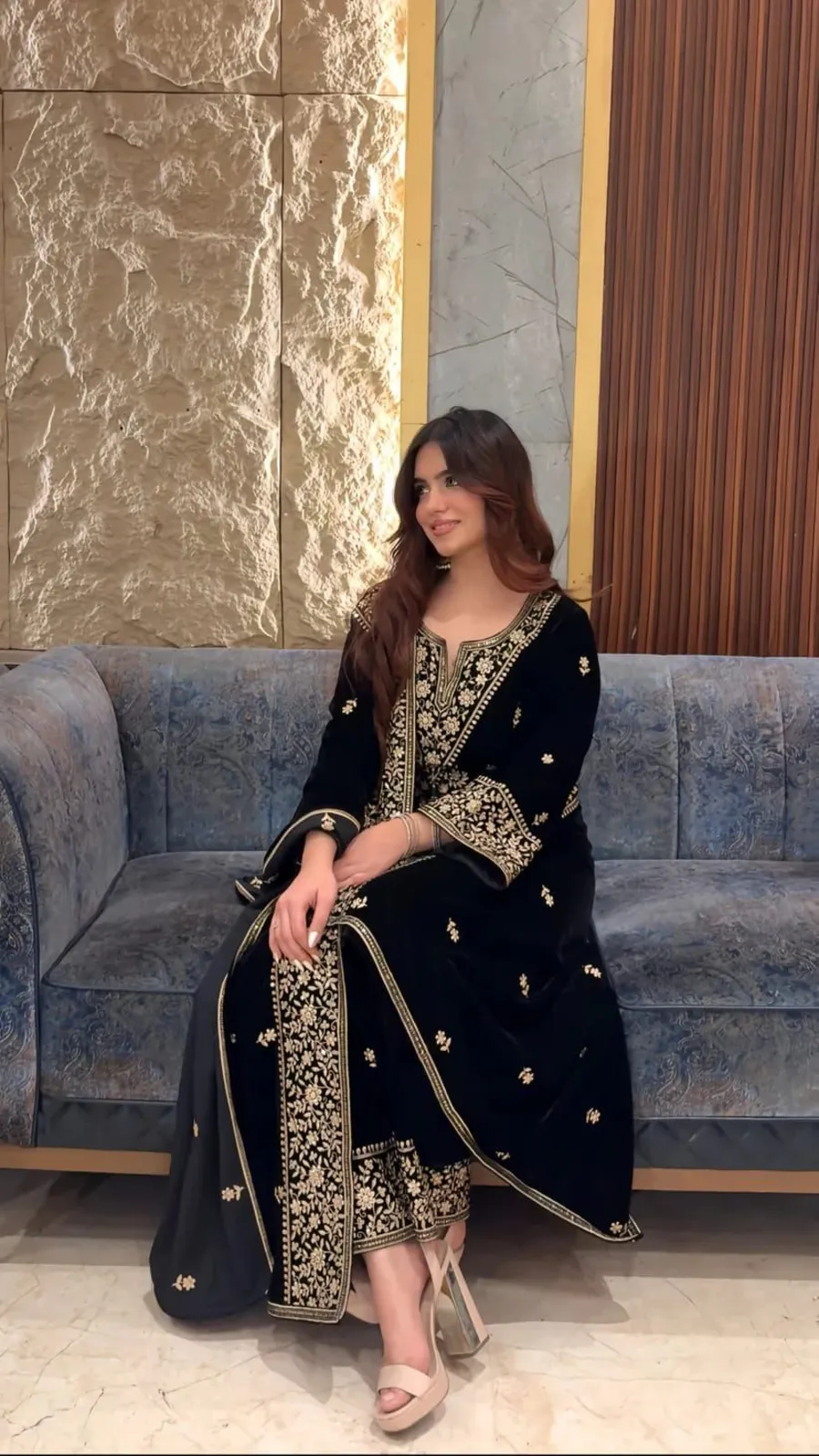 1FANCY VELVET SEQUENCE & ZARI EMBROIDERY WORK TOP PALAZZO WITH DUPATTA FESTIVE WEAR WHOLESALE PRICE ETHNIC GARMENT (37)