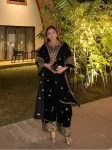 FANCY VELVET SEQUENCE & ZARI EMBROIDERY WORK TOP PALAZZO WITH DUPATTA BLACK