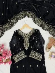 1FANCY VELVET SEQUENCE & ZARI EMBROIDERY WORK TOP PALAZZO WITH DUPATTA FESTIVE WEAR WHOLESALE PRICE ETHNIC GARMENT (41)