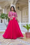 1FANCY VICHITRA EMBROIDERY THARED WORK LEHENGA CHOLI WITH KOTI WEDDING WEAR WHOLESALE PRICE ETHNIC GARMENT (9)