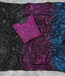 1MODERN GEORGETTE MULTICOLORED SEQUENCE EMBROIDERY WORK SAREE WITH UNSTITCHED BLOUSE PARTY WEAR WHOLESALE PRICE ETHNIC GARMENT (6)