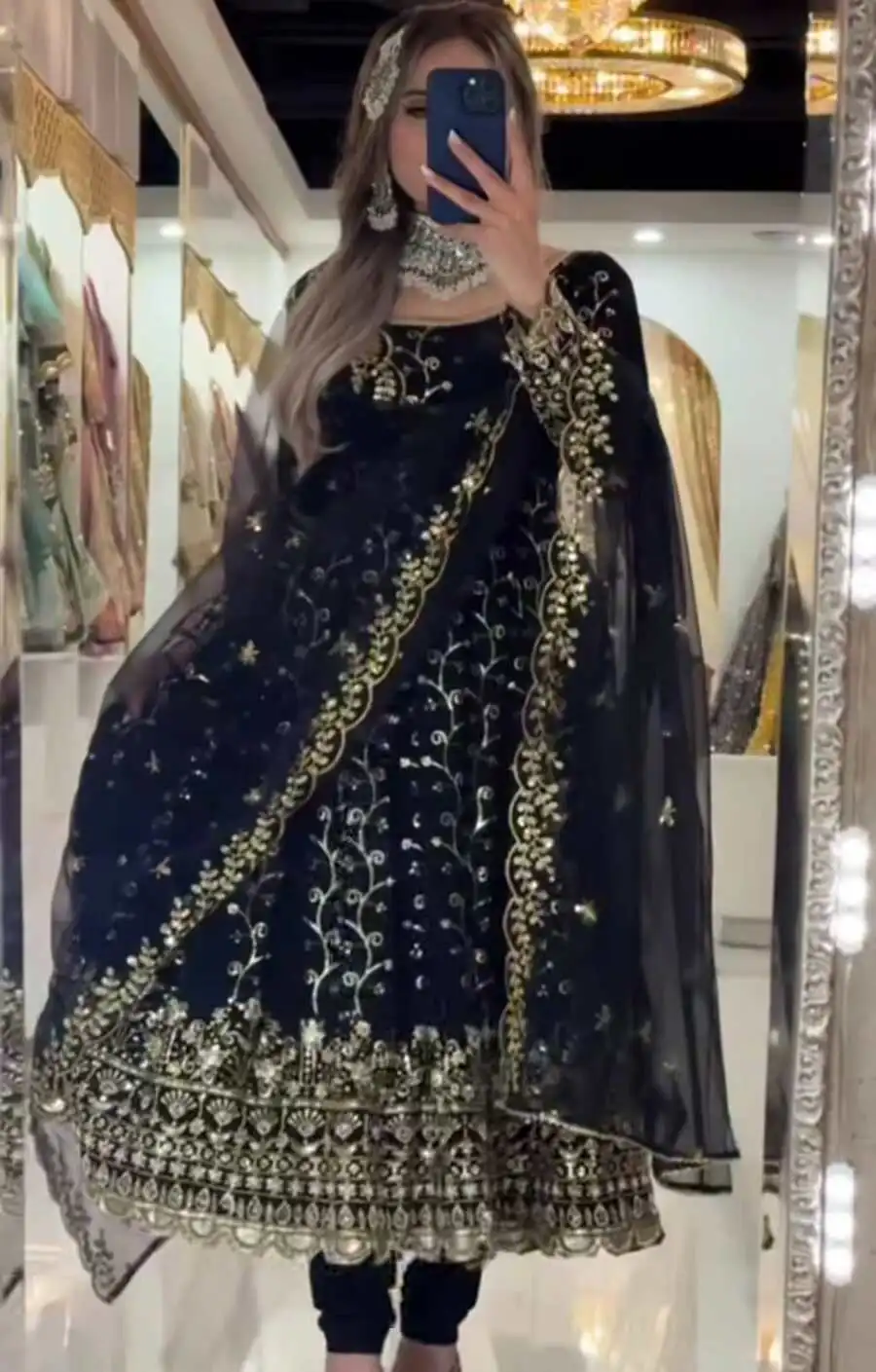 1MODERN GEORGETTE SEQUENCE EMBROIDERY WORK ANARKALI BOTTOM WITH DUPATTA FESTIVE WEAR WHOLESALE PRICE ETHNIC GARMENT (16)