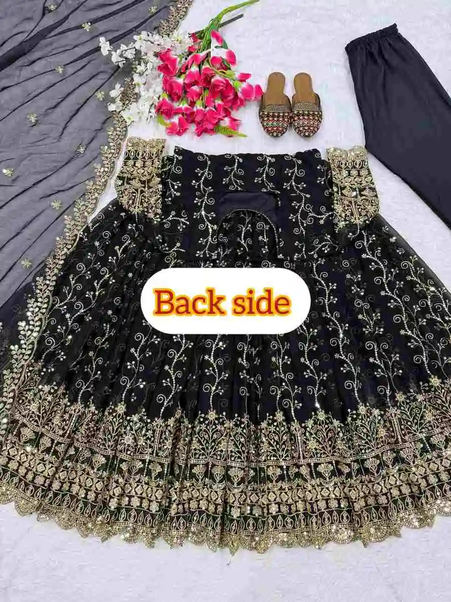 1MODERN GEORGETTE SEQUENCE EMBROIDERY WORK ANARKALI BOTTOM WITH DUPATTA FESTIVE WEAR WHOLESALE PRICE ETHNIC GARMENT (22)